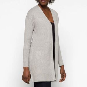 Lety & Me Mira Heather Grey Open Front Ribbed Sweater Cardigan Size M